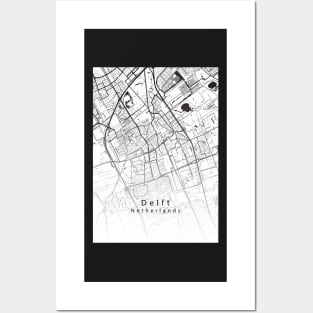 Delft Netherlands City Map white Posters and Art